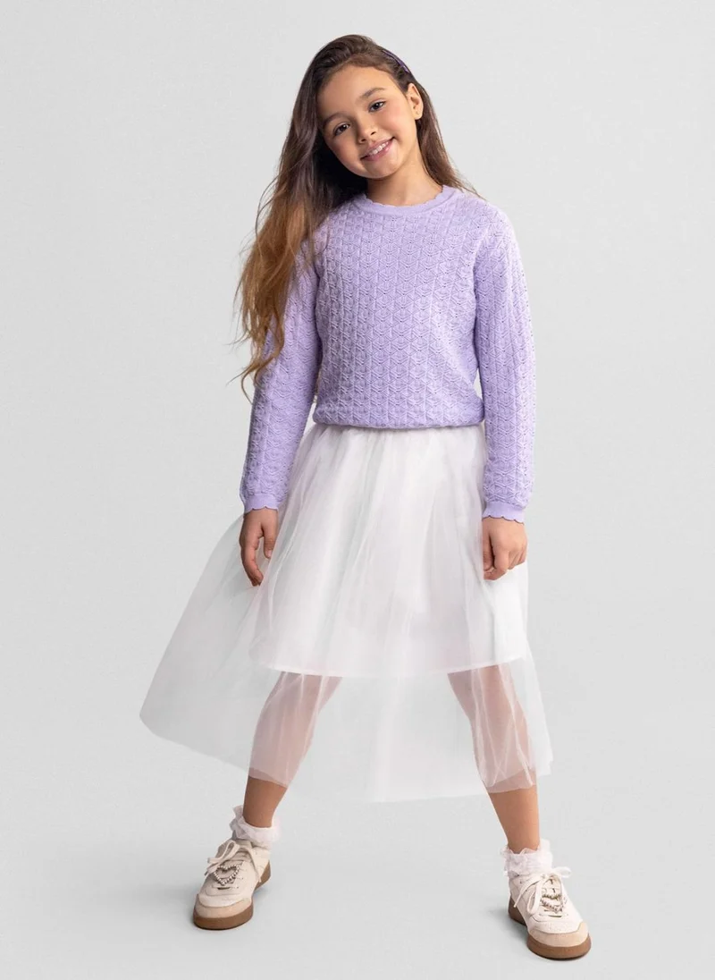مينوتي girls knitted lilac jumper viscose blend long sleeve 3 to 15 years